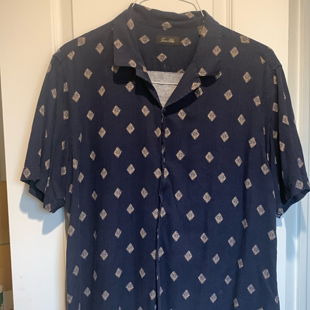 Tasso Elba Mens Navy Button Down Shirt